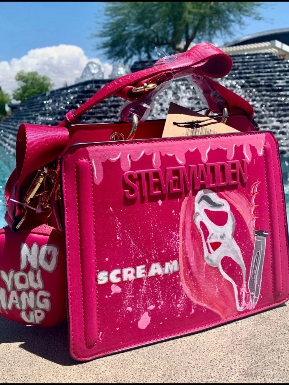 Steve Madden Hot Pink Graphic Satchel with Scream Motif